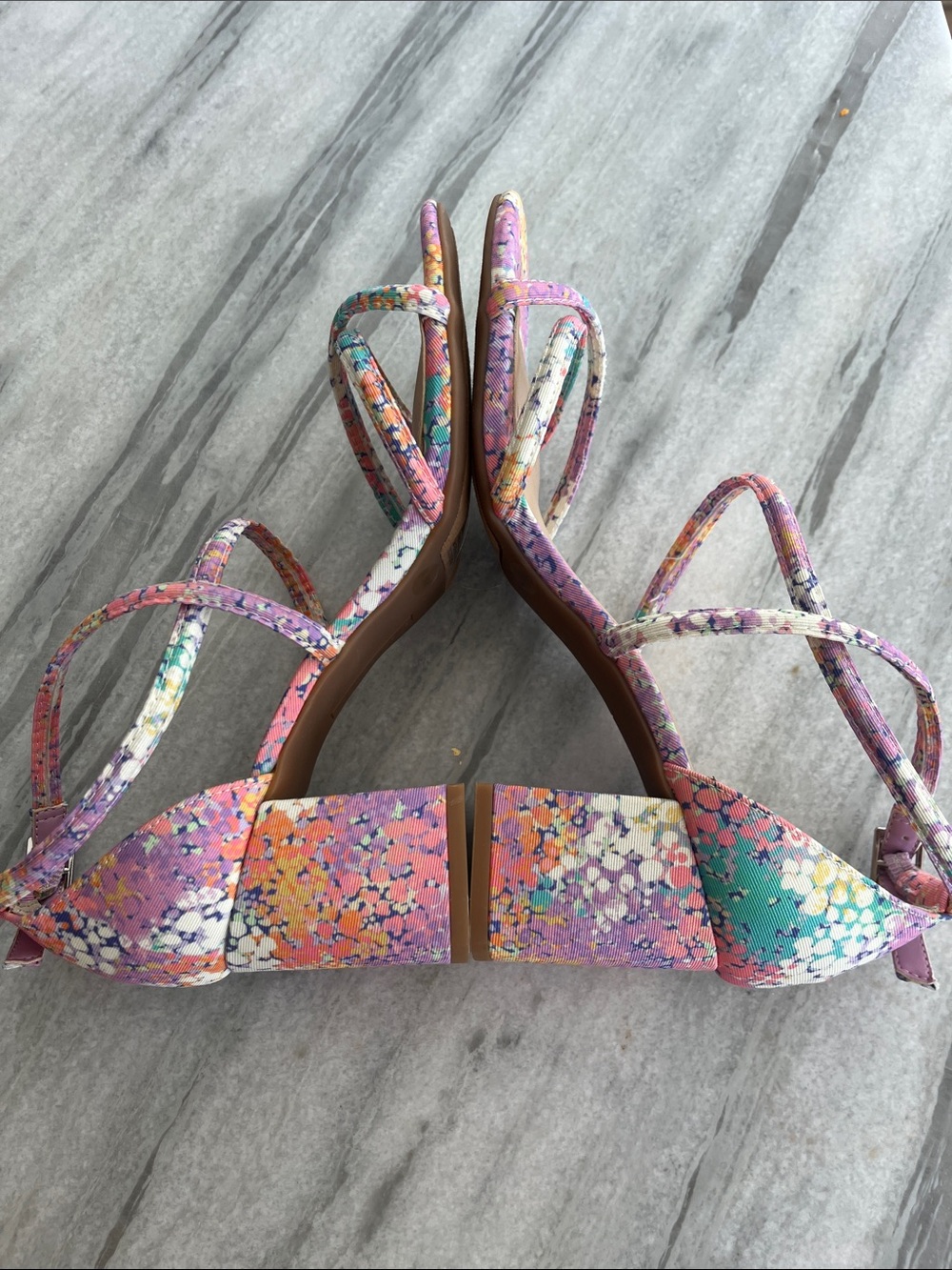Copper Key Multicolor Floral Strappy Block Heels - Purple/Pink NWOT - Picture 4 of 7
